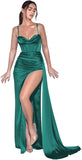 Spaghetti Straps Mermaid Prom Dresses Long Ball Gown 2025 Corset Sexy Slit Pleat Formal Evening Gowns