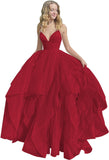 Women's Sparkly Tulle Prom Dress 2023 Long Ball Gown Spaghetti Straps Quinceanera Dress
