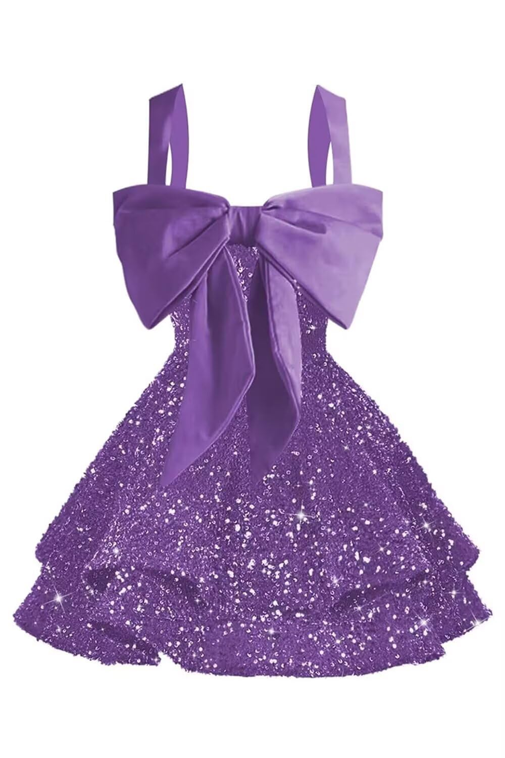 Sparkly Tiered Sequin Flower Girl Dress Spaghetti Straps Short Birthday Pageant Formal Mini Dresses