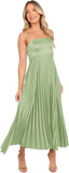 Midi Pleated Bridesmaid Dresses for Women Tea Length Formal Wedding Guest Dresses Prom Formal Gowns