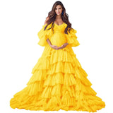 Puffy Tulle Robe Maternity Dress for Photoshoot Off Shoulder Bridal Lingerie Maternity Gowns for BabyShower