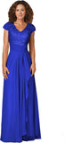 Women's Mother of The Bride Dresses for Wedding V Neck Lace Appliques Formal Evening Gowns