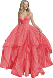 Women's Sparkly Tulle Prom Dress 2023 Long Ball Gown Spaghetti Straps Quinceanera Dress
