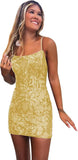 Sequin Homecoming Dresses for Teens Short Scoop Sparkly Cocktail Party Gown Spaghetti Straps Sequin Dress for Women