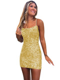 Sequin Homecoming Dresses for Teens Short Scoop Sparkly Cocktail Party Gown Spaghetti Straps Sequin Dress for Women