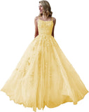 Ballkleider, langes Ballkleid für Damen, Spaghettiträger, Tüll, A-Linie, sexy, rückenfrei, formelle Partykleider mit Taschen 