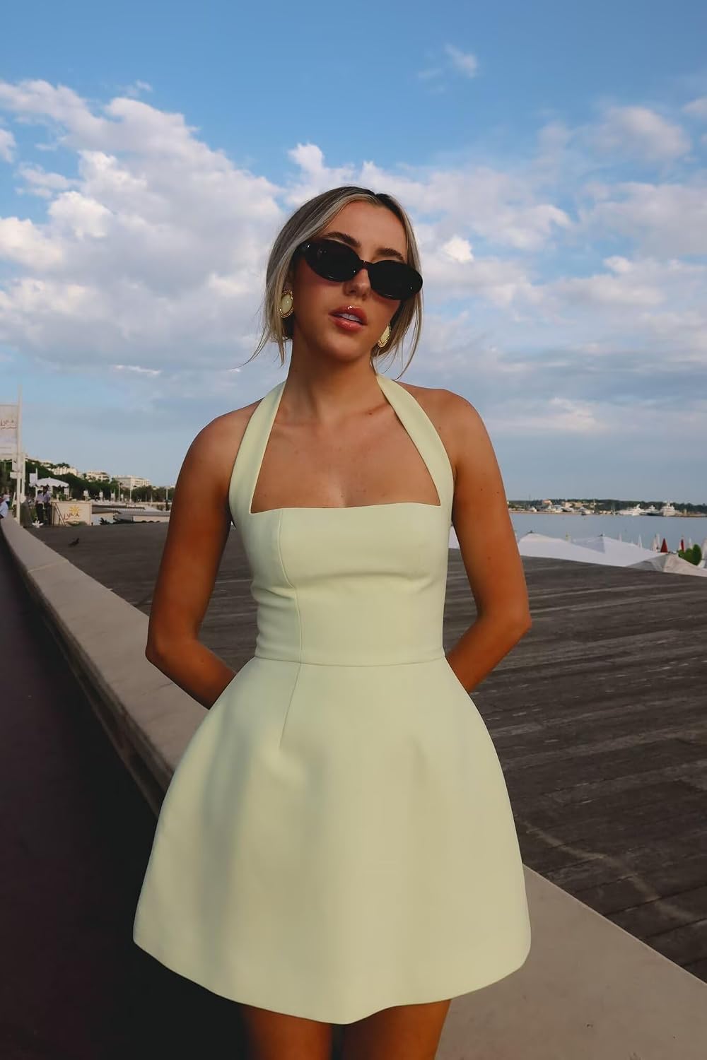 Satin Halter Homecoming Dresses for Teens Short Prom Dress 2027 Mini Formal Evening Cocktail Gowns with Pockets