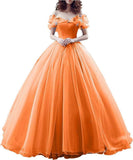 Tulle Ball Gown Cinderella's Off Shoulder Quinceanera Dress Wedding Dresses Evening Formal Gown