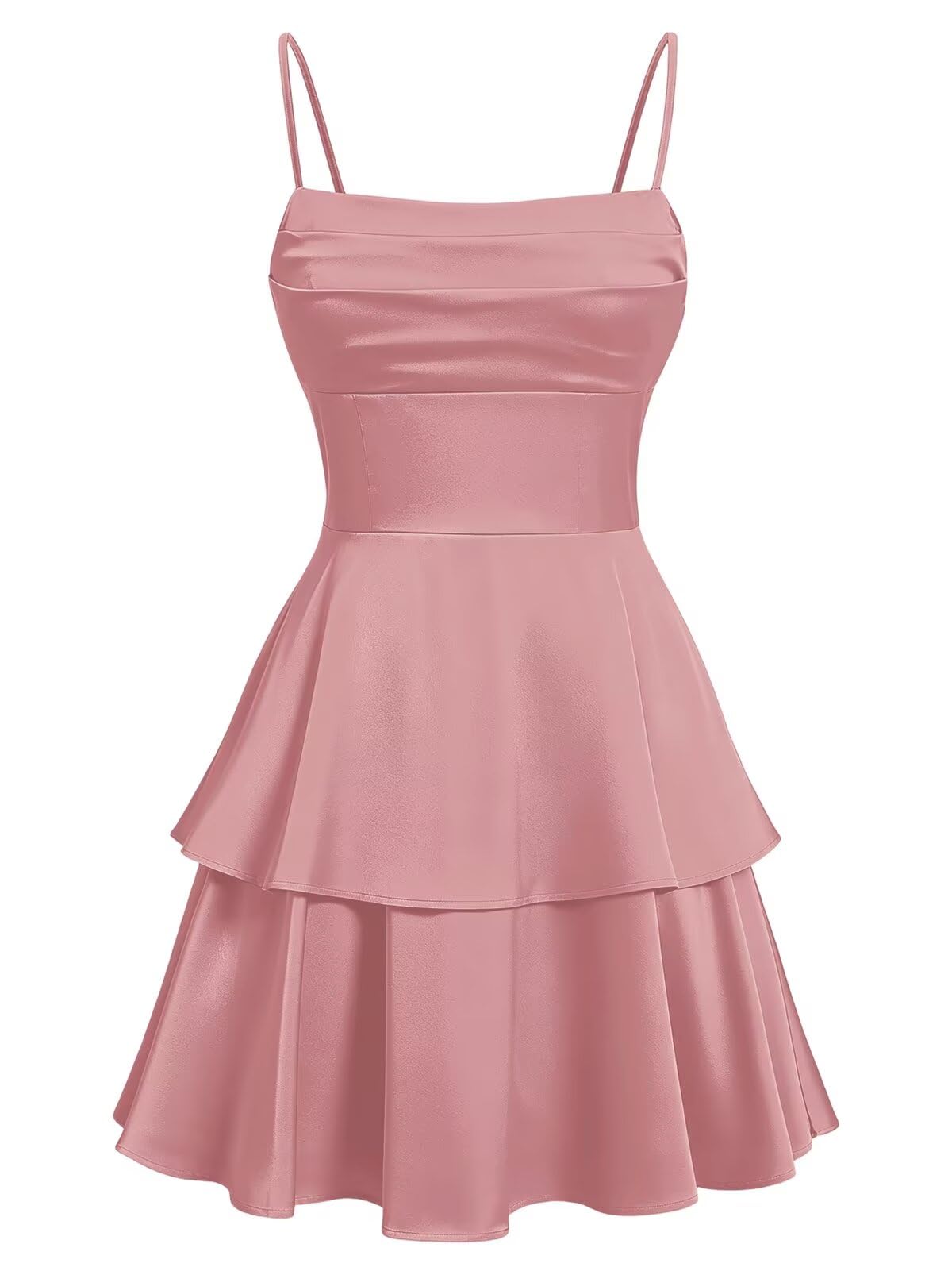 Tiered Satin Homecoming Dresses for Teens Short A Line Tight Spaghetti Strap Formal Cocktail Party Gown 2026