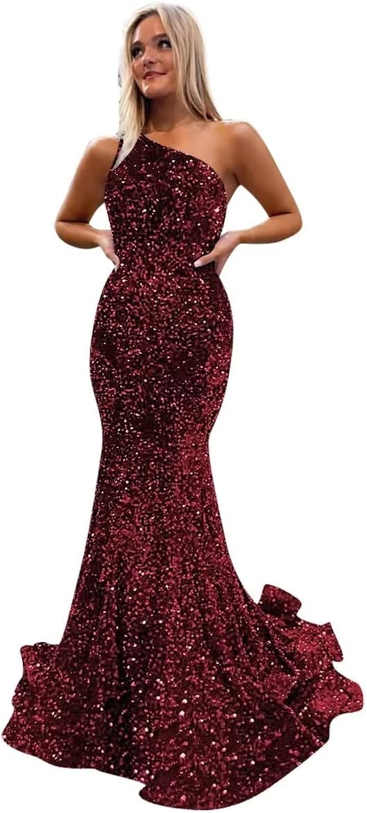 Women's Strapless Sequin Prom Dresses with Train Criss-Cross Mermaid Long Formal Evening Gowns