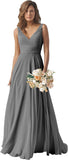 Chiffon Bridesmaid Dresses Long for Women A Line Ruched Formal Porm Evening Gowns