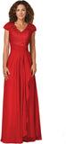 Women's Mother of The Bride Dresses for Wedding V Neck Lace Appliques Formal Evening Gowns