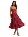 Floral Satin Midi Wedding Guest Dresses Pleated Tea Length Formal Evening Party Gowns