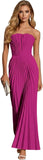 Women's Strapless Pleated Bridesmaid Dress Elegant Sweetheart Neck Formal Prom Gown for Wedding Guest