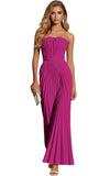 Women's Strapless Pleated Bridesmaid Dress Elegant Sweetheart Neck Formal Prom Gown for Wedding Guest