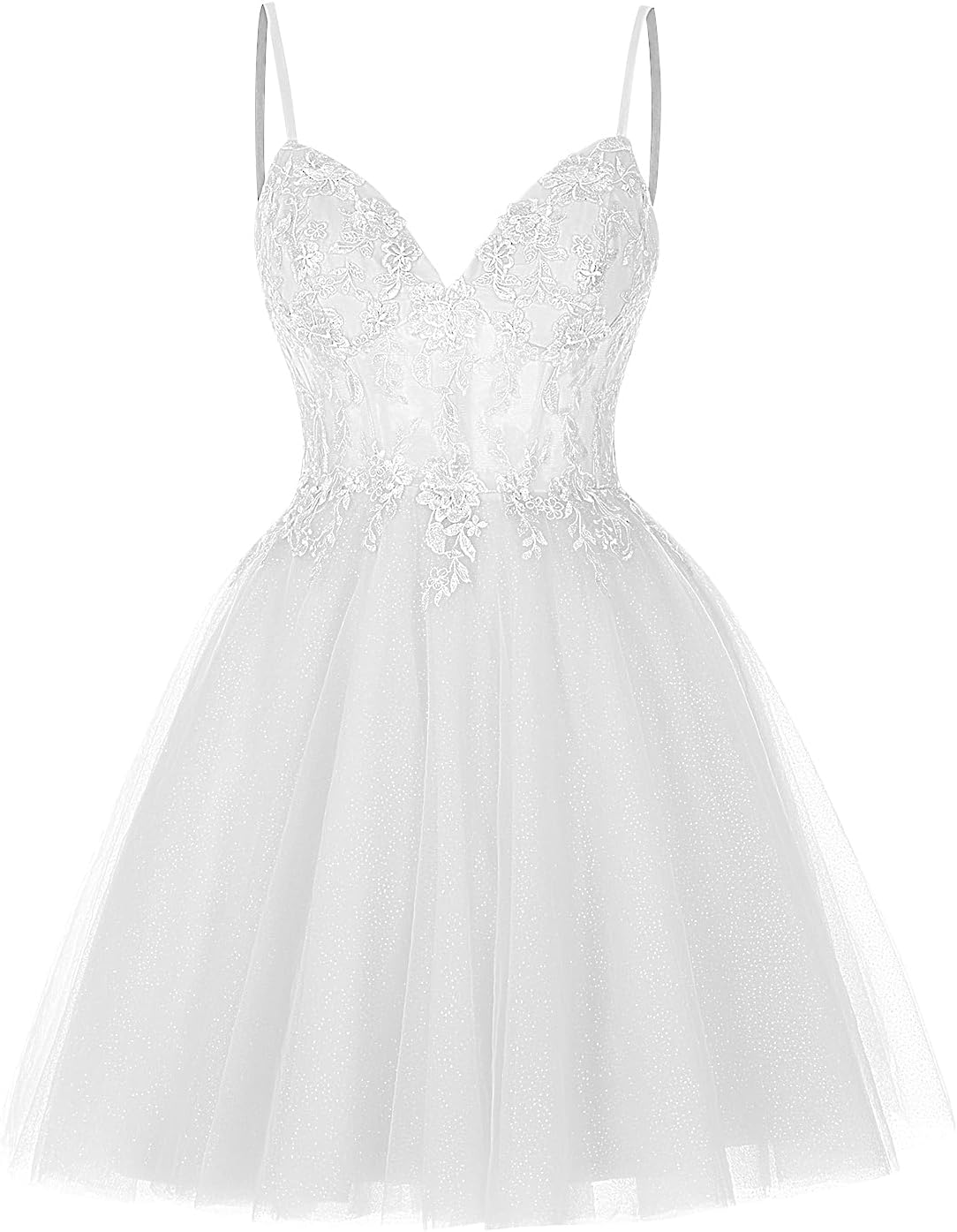 Vestidos cortos de encaje floral para adolescentes, vestido de fiesta con ilusión de tul brillante