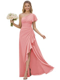 One Shoulder Chiffon Bridesmaid Dresses for Women 2026 A-line Formal Dress