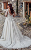 Women's Elegant Lace Beach Wedding Dresses for Bride 2025 with Sleeves Wedding Bridal Gowns