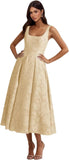 Floral Lace Bridesmaid Dresses for Women Tea Length A Line Pleated Wedding Guest Dress Formal Gown