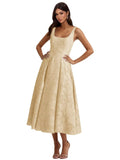 Floral Lace Bridesmaid Dresses for Women Tea Length A Line Pleated Wedding Guest Dress Formal Gown