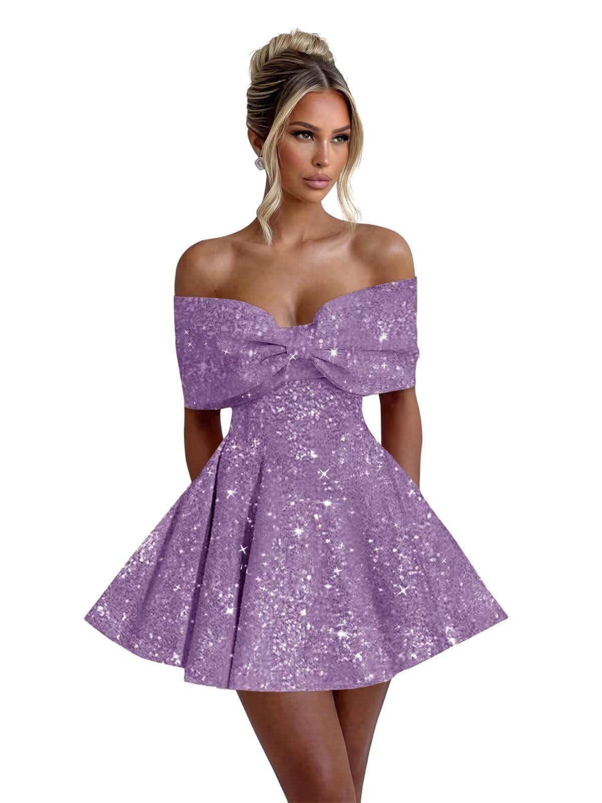 Sparkly Sequins Homecoming Dresses for Teens with Bow 2027 Strapless Short Prom Dress Cocktail Gown