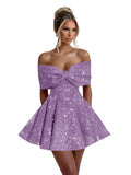 Sparkly Sequins Homecoming Dresses for Teens with Bow 2027 Strapless Short Prom Dress Cocktail Gown