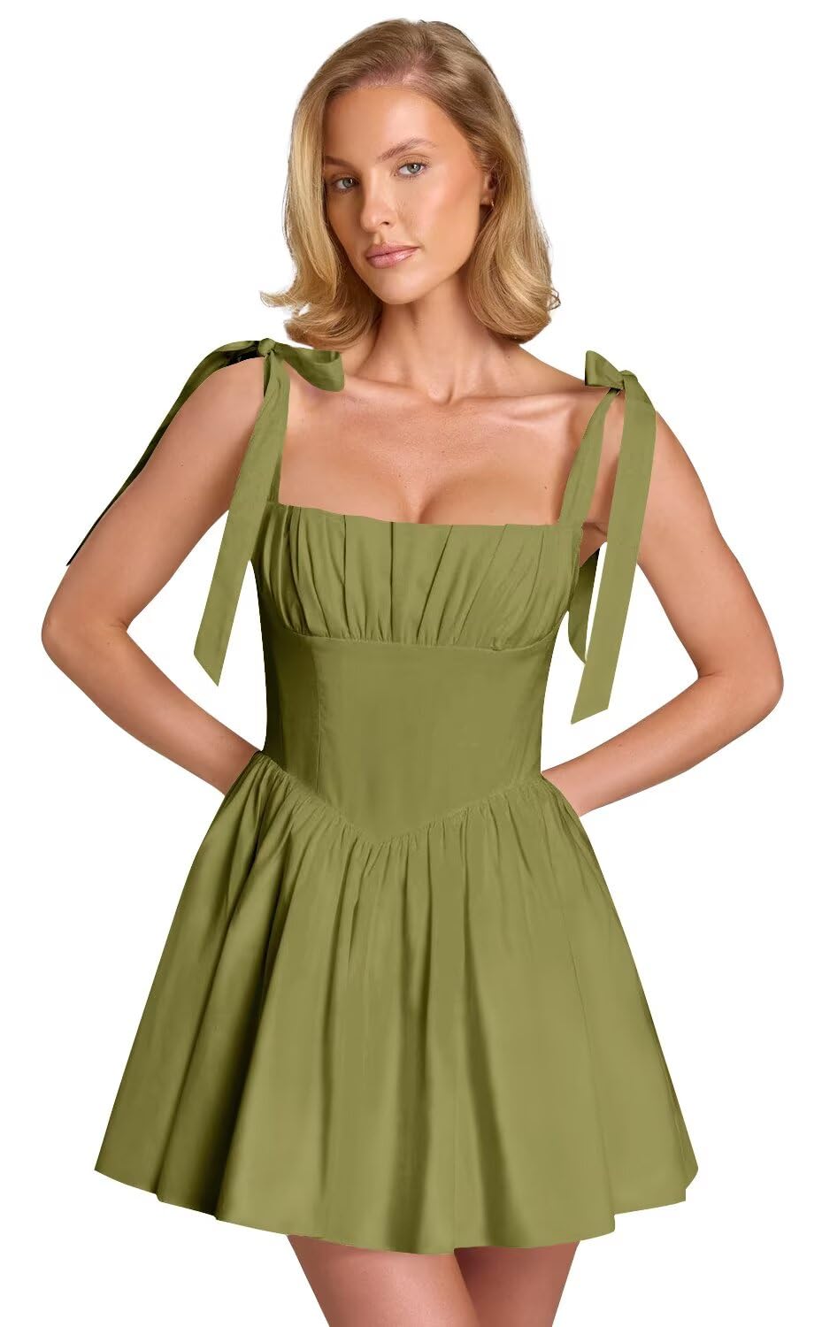 Spaghetti Straps Homecoming Dresses for Teens Satin A-line Short Prom Dress Pleated Cocktail Gowns with Pockets