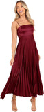 Midi Pleated Bridesmaid Dresses for Women Tea Length Formal Wedding Guest Dresses Prom Formal Gowns