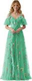 Fairy Tulle Junior Bridesmaid Dresses for Teen Girls Long Flower Embroidery Formal Prom Flower Girl Dress Gown with Slit
