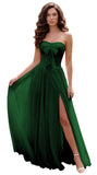 Strapless Chiffon Bow Prom Dresses 2026 Corset Chiffon Pleated A Line Formal Dress