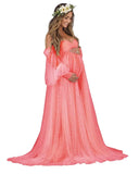 Kingbridal Pearl Tulle Maternity Dress for Photoshoot Long Puffy Sleeve Pregnancy Gown