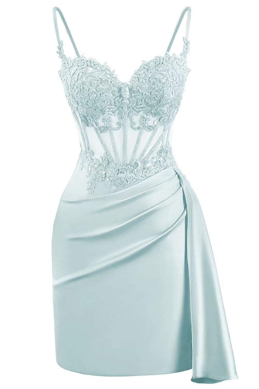 Lace Satin Homecoming Dresses for Teens 2027 Short Prom Dress Spaghetti Straps Corset Cocktail Formal Evening Gowns