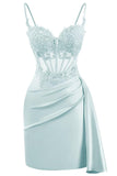 Lace Satin Homecoming Dresses for Teens 2027 Short Prom Dress Spaghetti Straps Corset Cocktail Formal Evening Gowns