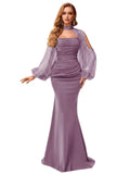 Kingbridal Gowns Long Sleeve Prom Dresses 2026 Mermaid Satin Formal Dress for Women Sparkly Sequin Halter Neck Evening Party Gowns