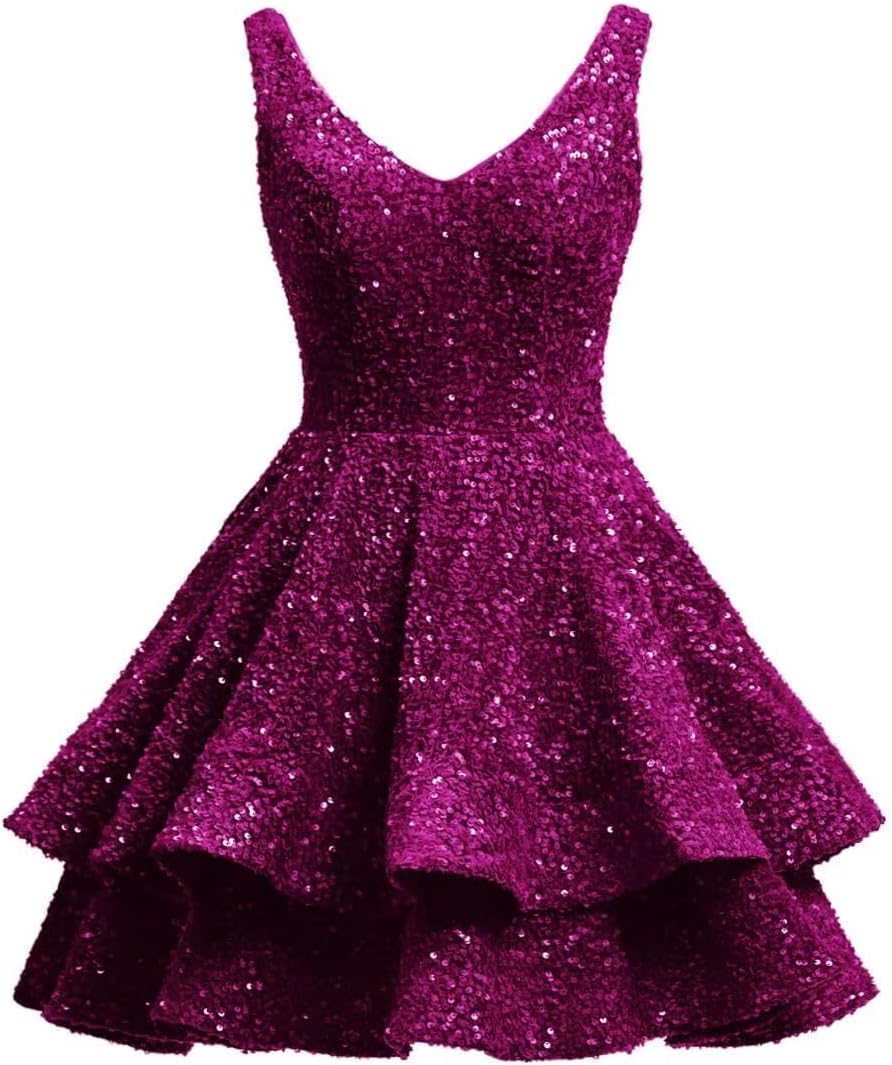 Short 2026 Sparkly Sequin Homecoming Dress for Teen Tiered Corset Ball Prom Cocktail Party Gown for Women