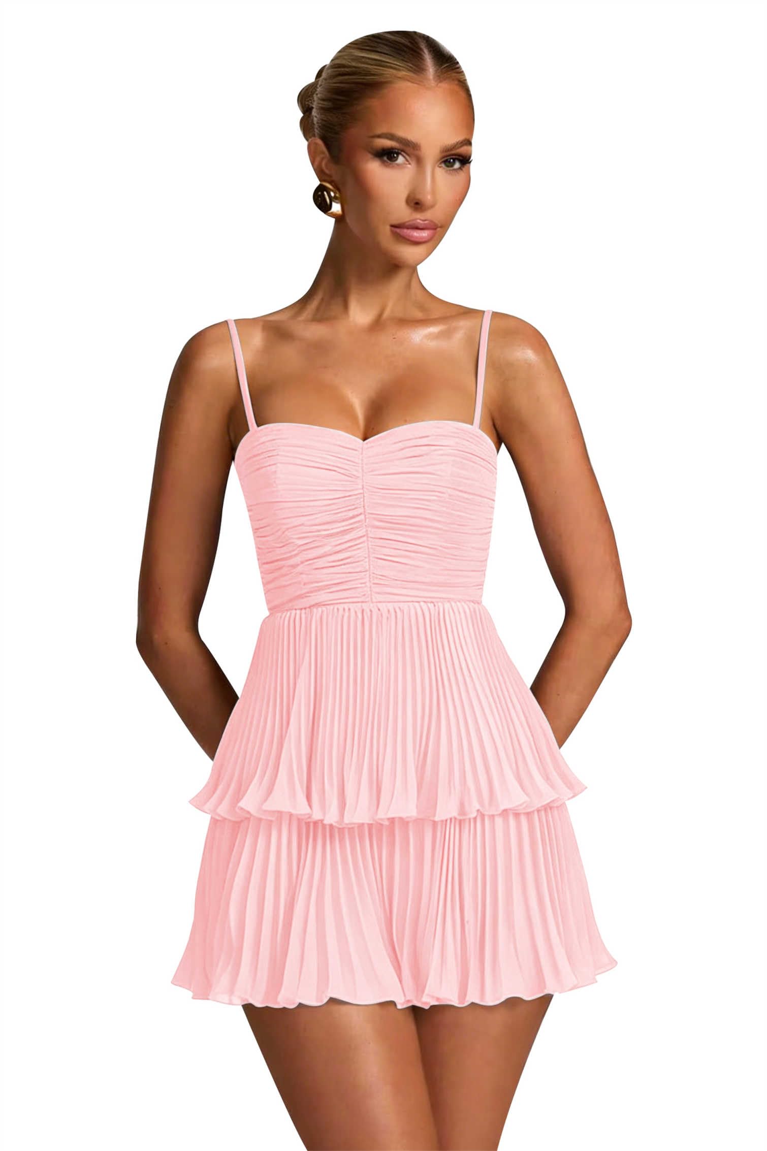 Chiffon Homecoming Dresses for Teens 2026 Spaghetti Straps Short Mini Dress A Line Formal Cocktail Party Prom Dress