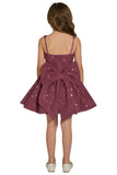 Sparkly Sequin Teen Flower Girl Dresses for Wedding Short Spaghetti Straps Cute Birthday Party Dress with Bow