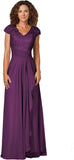 Women's Mother of The Bride Dresses for Wedding V Neck Lace Appliques Formal Evening Gowns