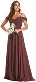 Off The Shoulder Chiffon Bridesmaid Dresses Long Spaghetti Straps A Line Formal Party Dress