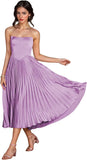 Women's Strapless Bridesmaid Dresses for Womens Tea Length Ruffle Satin Formal Prom Dress