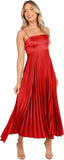 Midi Pleated Bridesmaid Dresses for Women Tea Length Formal Wedding Guest Dresses Prom Formal Gowns
