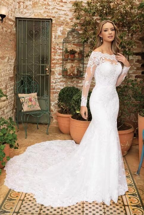 Women's Beach Wedding Dresses for Bride 2025 Long Lace Wedding Bridal Gowns