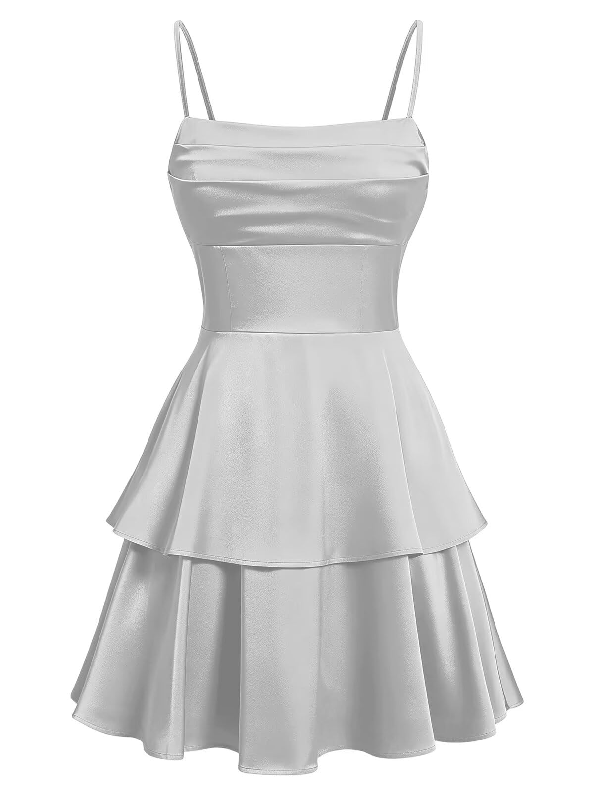 Tiered Satin Homecoming Dresses for Teens Short A Line Tight Spaghetti Strap Formal Cocktail Party Gown 2026