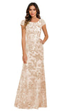 Lace Appliques Scoop Neck Sequin Mother of the Bride Dresses Mermaid Short Sleeve Formal Evening Gowns