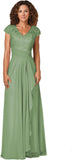 Women's Mother of The Bride Dresses for Wedding V Neck Lace Appliques Formal Evening Gowns