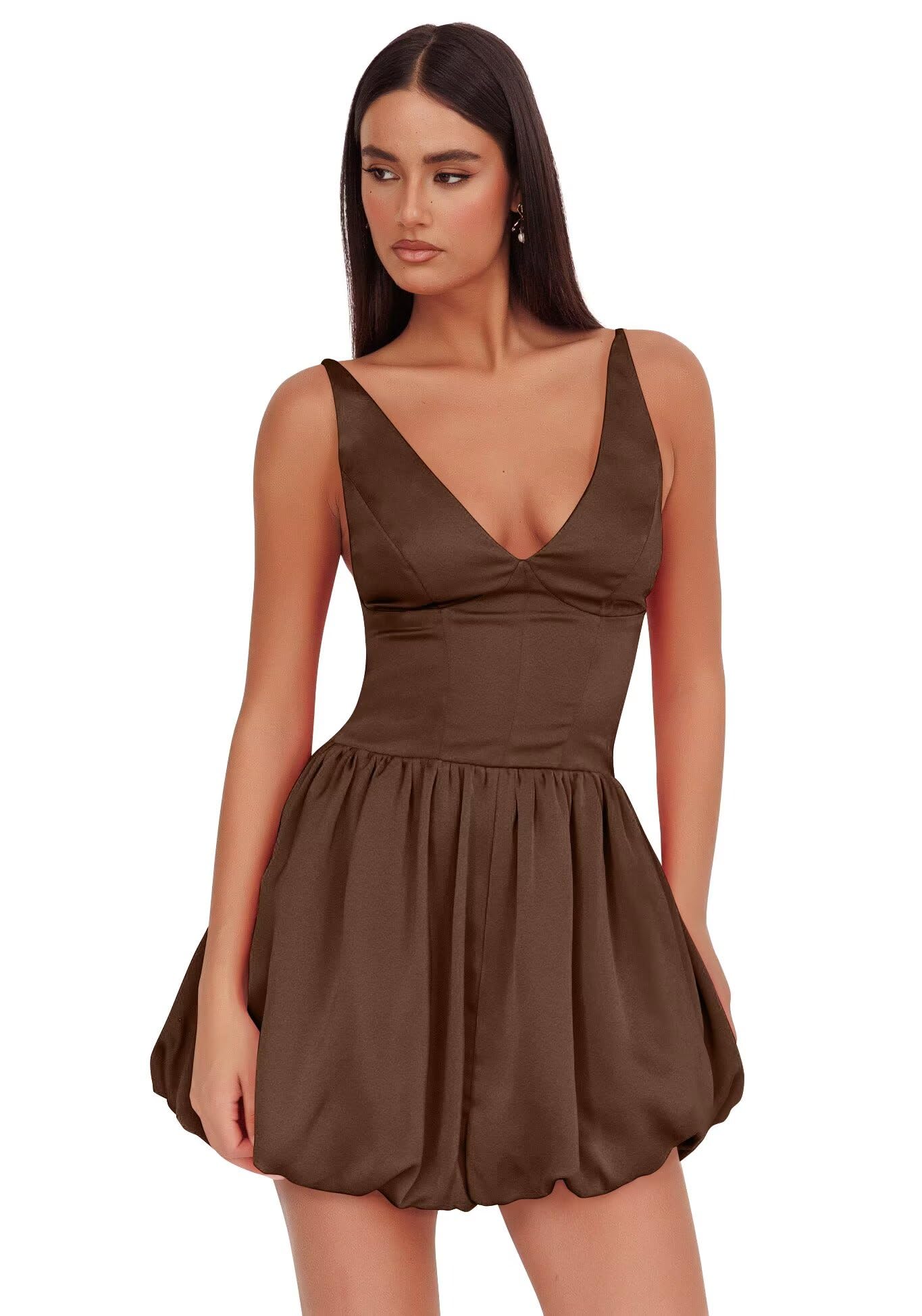V Neck Satin Homecoming Dresses for Teens 2027 Short Prom Dress A-Line Backless Cocktail Party Gowns with Pockets