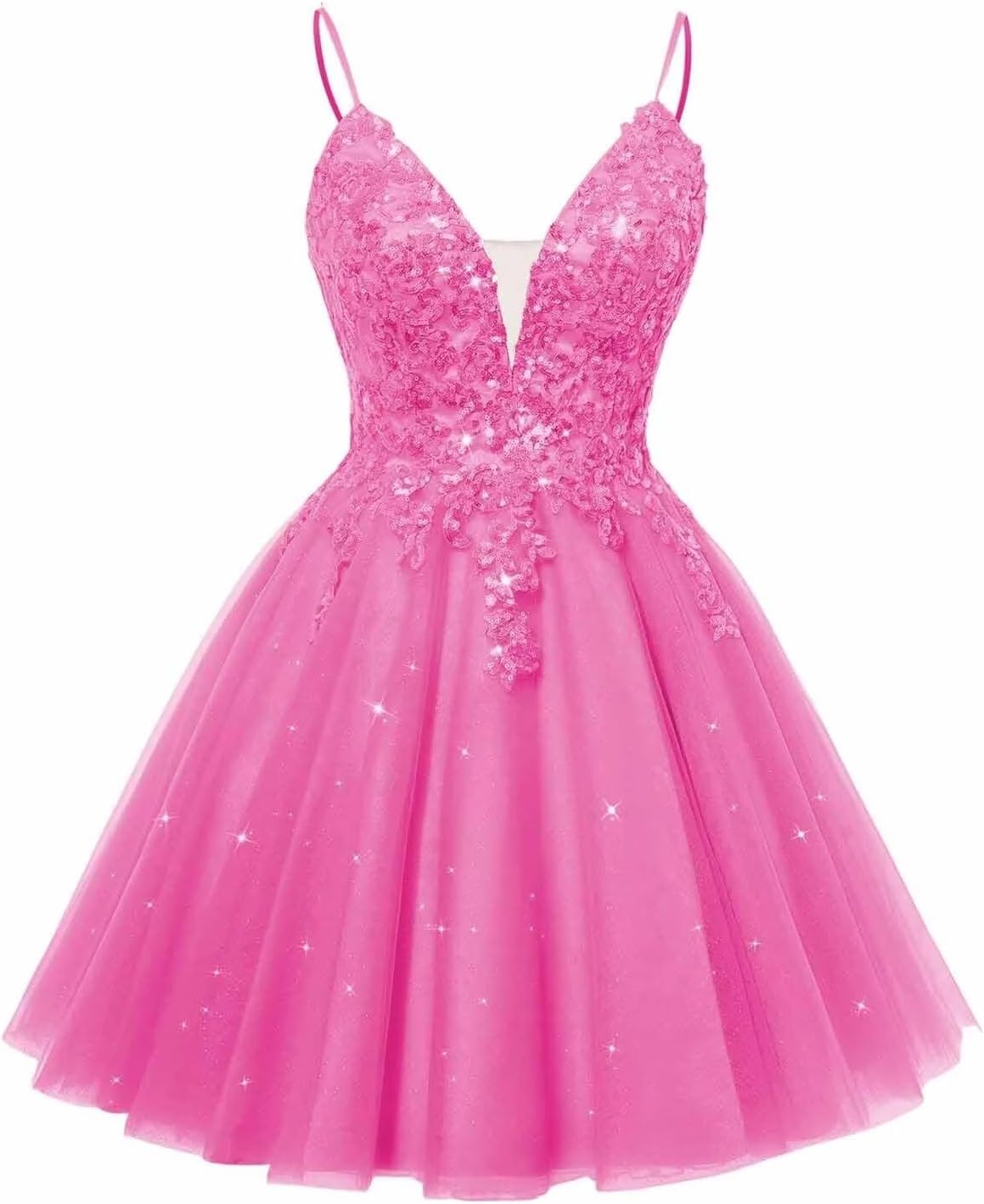 Spaghetti Straps Sequin Lace Appliques Short Homecoming Dresses for Teens Glitter Tulle Prom Party Dresses