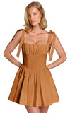 Spaghetti Straps Homecoming Dresses for Teens Satin A-line Short Prom Dress Pleated Cocktail Gowns with Pockets