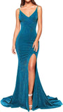 Women's Prom Dress Long High Slit Mermaid Formal Evening Gown for Wedding