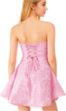 Women's Elegant Bow Strapless Homecoming Dress A Line Swing Tube Mini Dress Short Evening Party Prom Dress
